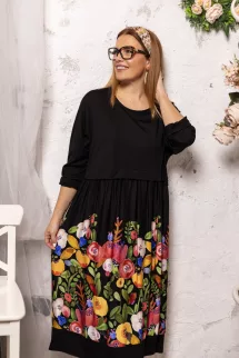 Mese virág ruha - fekete