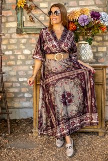 Átlapolt mintás maxi ruha 