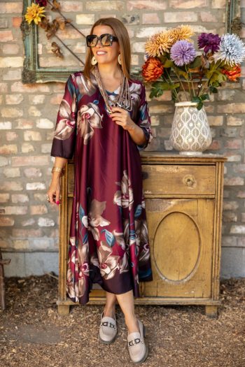 A - vonalú virágos ruha 