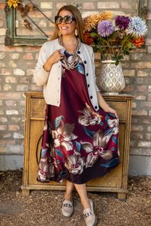 A - vonalú virágos ruha 