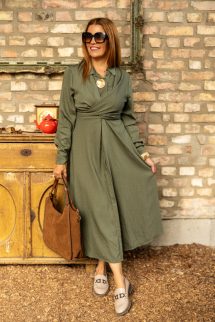 Átlapolt ingruha - khaki 