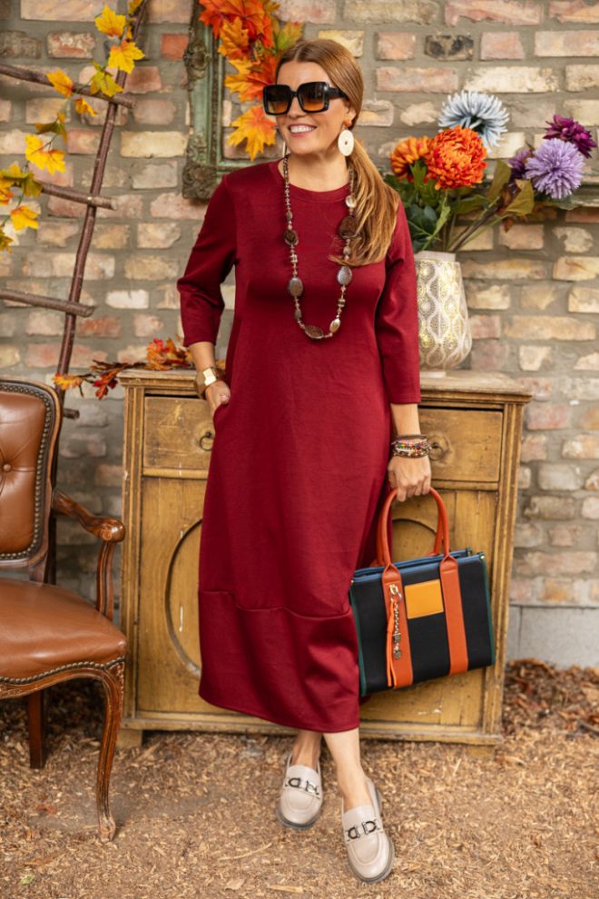 Hagyma maxi ruha - bordó