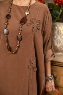 Kord maxi ruha, fodros alj - barna 