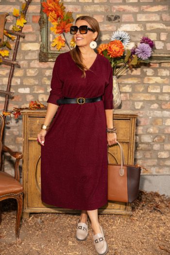 Puha öves ruha - bordó