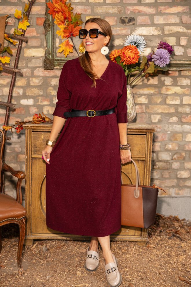 Puha öves ruha - bordó