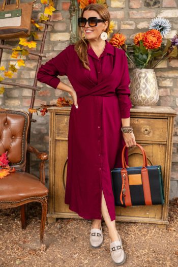 Átlapolt ingruha - bordó