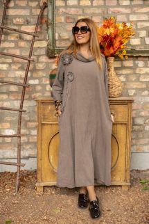 Kámzsa nyakú kord ruha - fangó