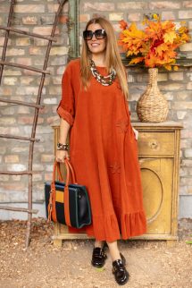 Kord maxi ruha, fodros alj - terra