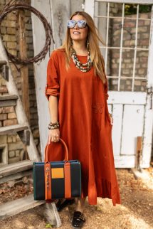 Kord maxi ruha, fodros alj - terra