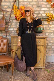 Puha öves ruha - fekete