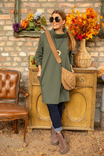 Csípőzsebes tunika - khaki 