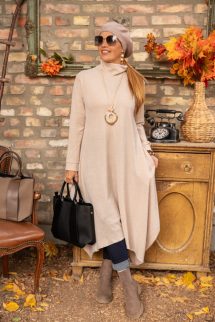 Cikk-cakk maxi ruha - bézs