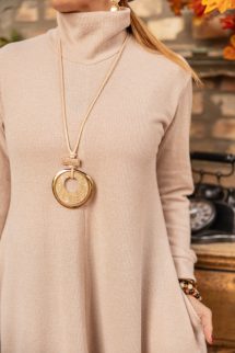 Cikk-cakk maxi ruha - bézs