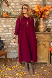 Kámzsa nyakú kord ruha - bordó