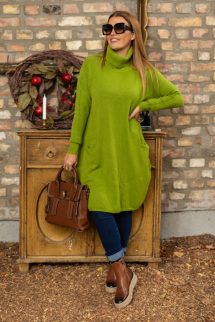 Kötött garbós ruha , zsebekkel - zöld 