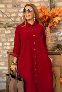 Végiggombos maxi kord ruha 