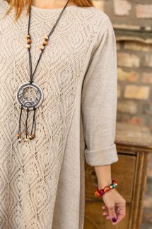 Horgolt maxi ruha - bézs 