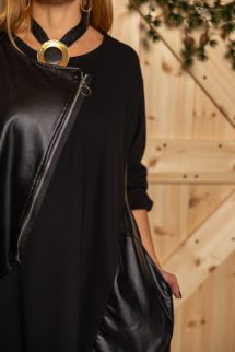 Bőrbetétes extra ruha - cipzáros megoldással