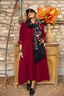 Hímzett kasmír sál - fekete 