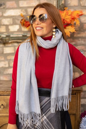 Egyszínű , puha sál - szürke 