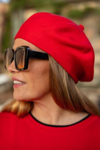 Stílusos barett sapka - piros