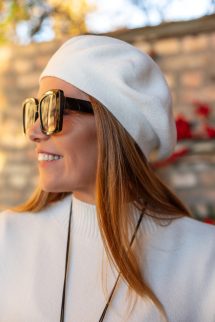 Stílusos barett sapka - törtfehér 