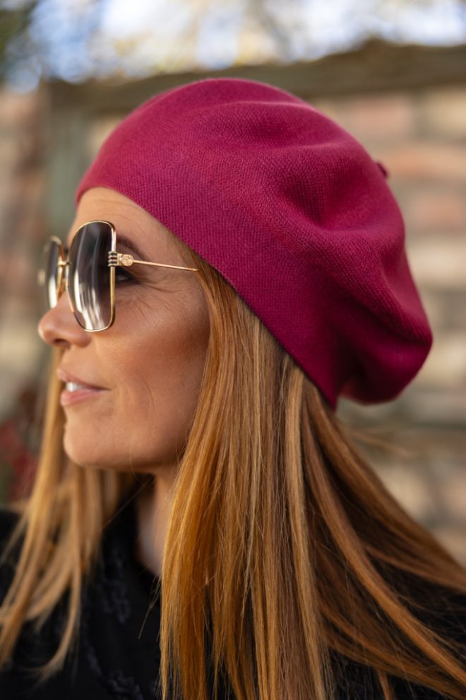 Stílusos barett sapka - bíbor 