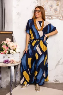 Színes , mintás szett - kék