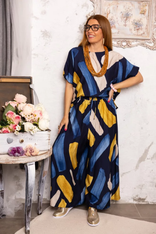 Színes , mintás szett - kék