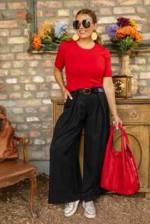 Csipkehatású táska - piros