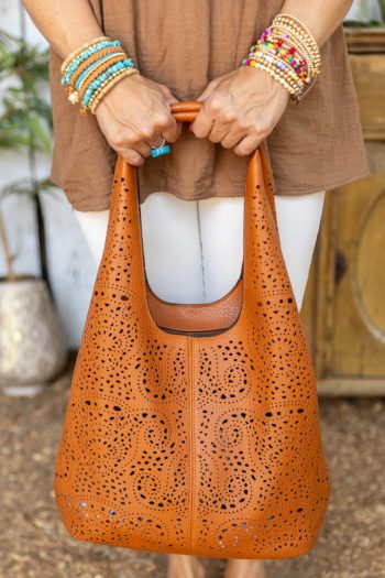 Csipkehatású táska - csaubarna