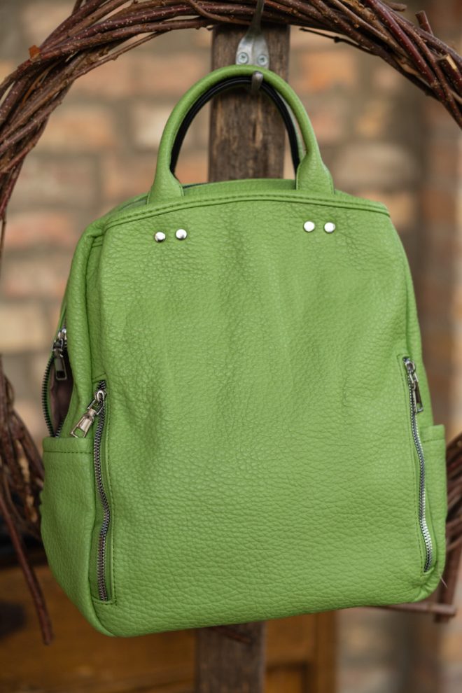 Oldalán cipzáros háti táska - zöld