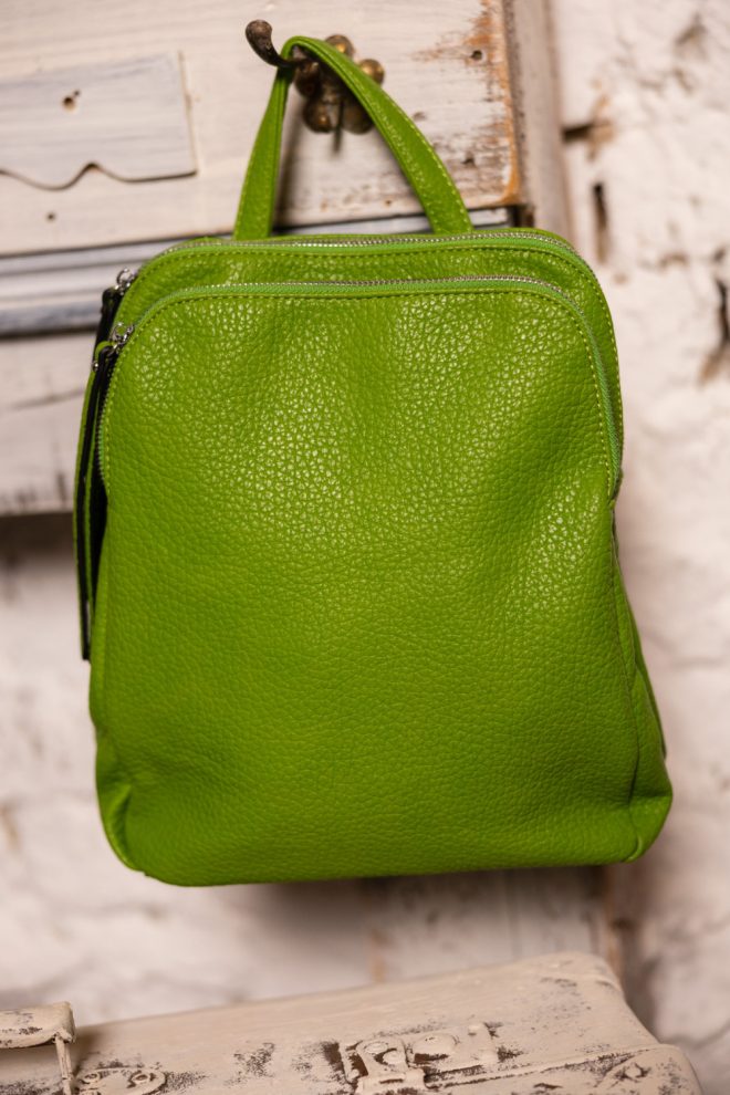 Dupla cipzáros háti táska - zöld 