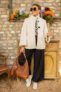 Prémium táska - rácsos mintázattal - csau barna 