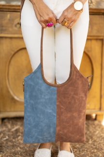 Váltott színű táska - kék/barna 