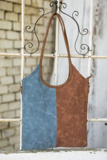 Váltott színű táska - kék/barna 