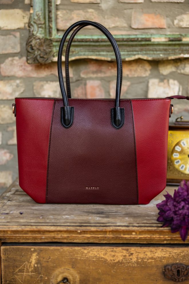 Elegáns táska - kombinált színvilág - bordó