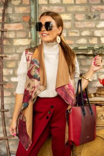 Elegáns táska - kombinált színvilág - bordó