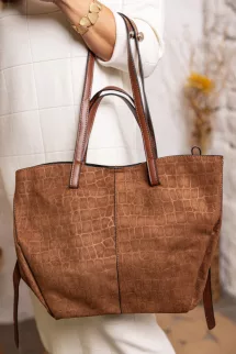 Stílusos shopper táska - barna
