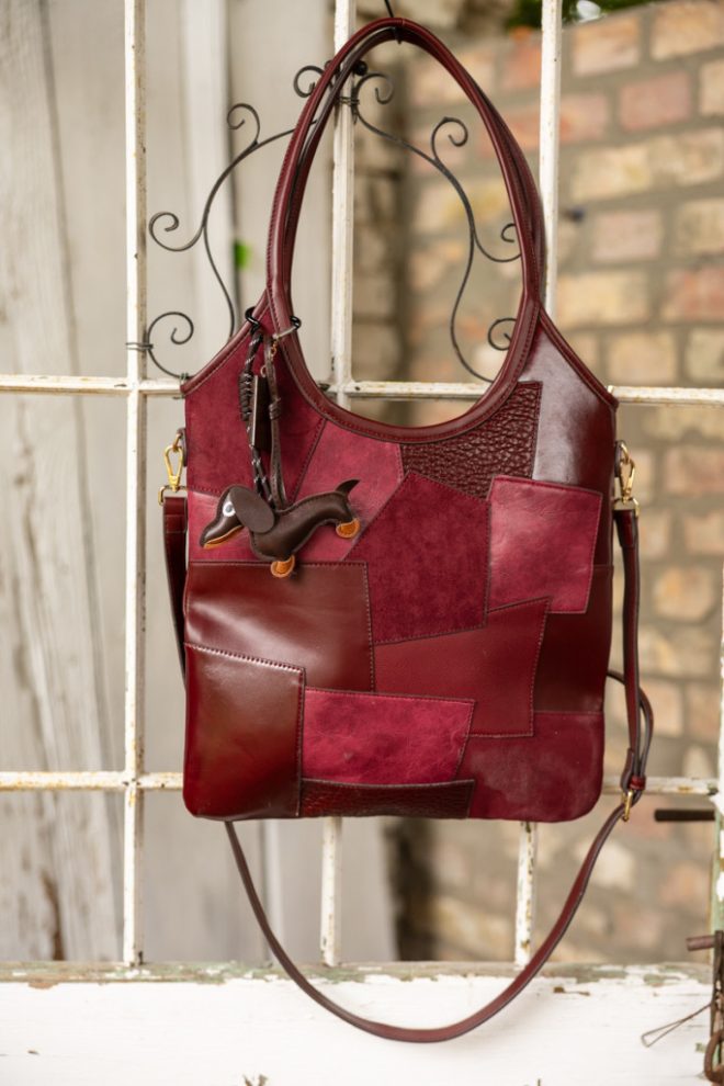 Patchwork táska - bordó