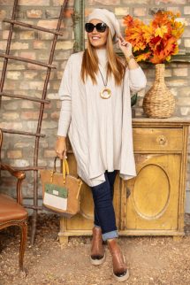 Csavart lepel felső - bézs 