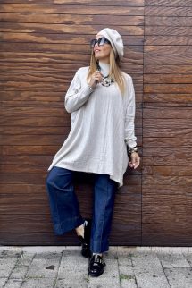 Csavart lepel felső - bézs 