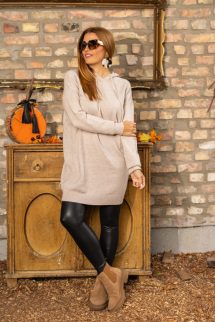 Kapucnis tunika - drapp