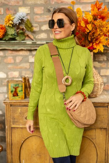 Csavart garbós  tunika - zöld 