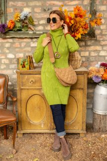 Csavart garbós  tunika - zöld 