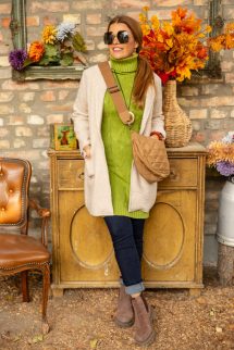 Csavart garbós  tunika - zöld 