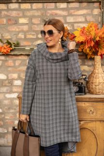 Kockás kámzsás tunika 