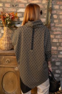 Bőrbetétes mintás tunika - barna mintás 