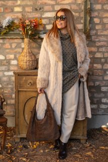 Bőrbetétes mintás tunika - barna mintás 