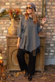 Bőrbetétes mintás tunika - tyúkláb mintás